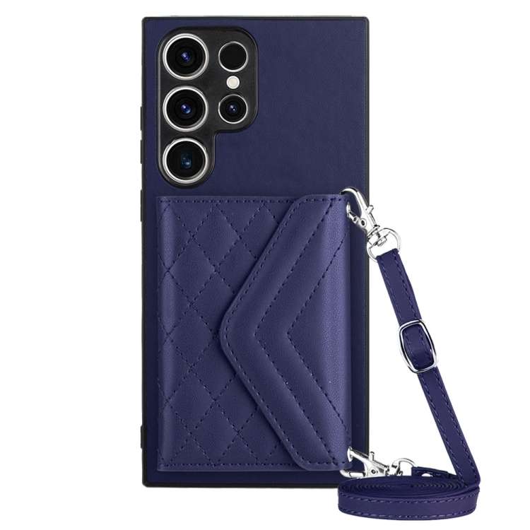 Custodia per telefono RFID con struttura rombica e cordino lungo, For Samsung Galaxy A34 5G, For Samsung Galaxy A54 5G, For Samsung Galaxy S23 Ultra 5G, For Samsung Galaxy S23+ 5G