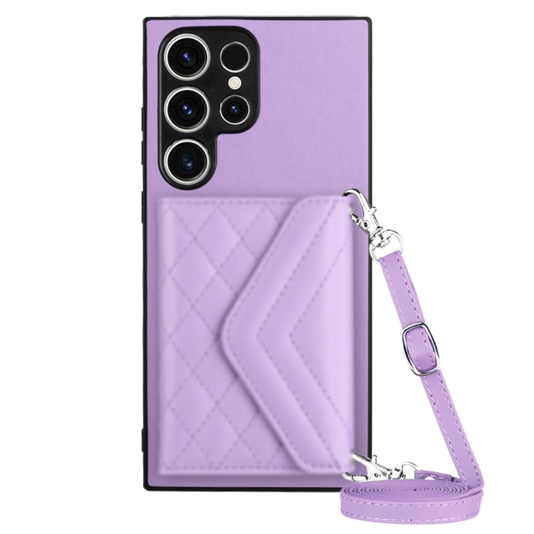 Custodia per telefono RFID con struttura rombica e cordino lungo, For Samsung Galaxy A34 5G, For Samsung Galaxy A54 5G, For Samsung Galaxy S23 Ultra 5G, For Samsung Galaxy S23+ 5G