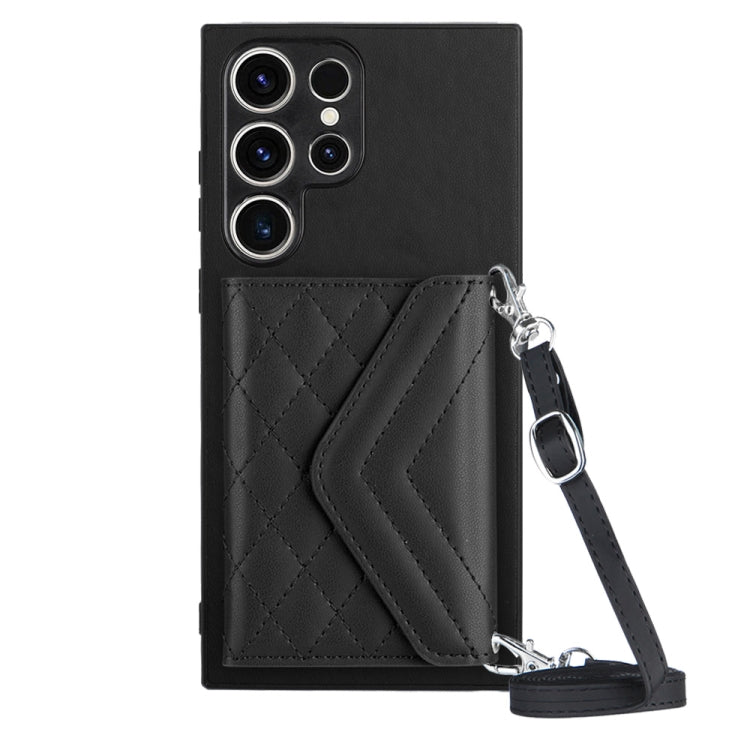 Custodia per telefono RFID con struttura rombica e cordino lungo, For Samsung Galaxy A34 5G, For Samsung Galaxy A54 5G, For Samsung Galaxy S23 Ultra 5G, For Samsung Galaxy S23+ 5G