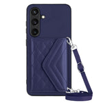 Custodia per telefono RFID con struttura rombica e cordino lungo, For Samsung Galaxy S24 5G, For Samsung Galaxy A15, For Samsung Galaxy A05 4G, For Samsung Galaxy A05s 4G