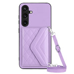 Custodia per telefono RFID con struttura rombica e cordino lungo, For Samsung Galaxy S24 5G, For Samsung Galaxy A15, For Samsung Galaxy A05 4G, For Samsung Galaxy A05s 4G