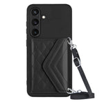 Custodia per telefono RFID con struttura rombica e cordino lungo, For Samsung Galaxy S24 5G, For Samsung Galaxy A15, For Samsung Galaxy A05 4G, For Samsung Galaxy A05s 4G