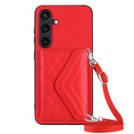 Custodia per telefono RFID con struttura rombica e cordino lungo, For Samsung Galaxy S24 5G, For Samsung Galaxy A15, For Samsung Galaxy A05 4G, For Samsung Galaxy A05s 4G