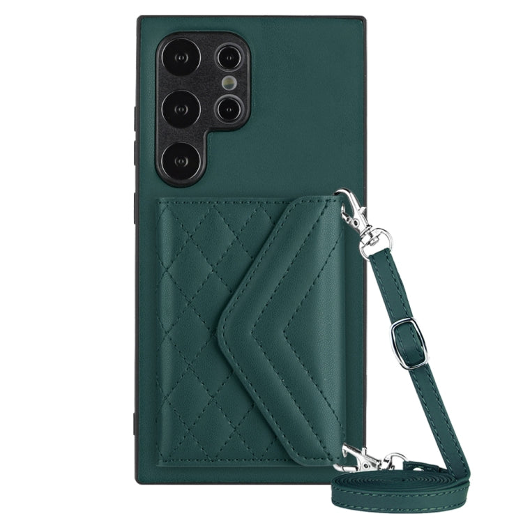 Custodia per telefono RFID con struttura rombica e cordino lungo, For Samsung Galaxy A55, For Samsung Galaxy A35, For Samsung Galaxy S24 Ultra 5G, For Samsung Galaxy S24+ 5G