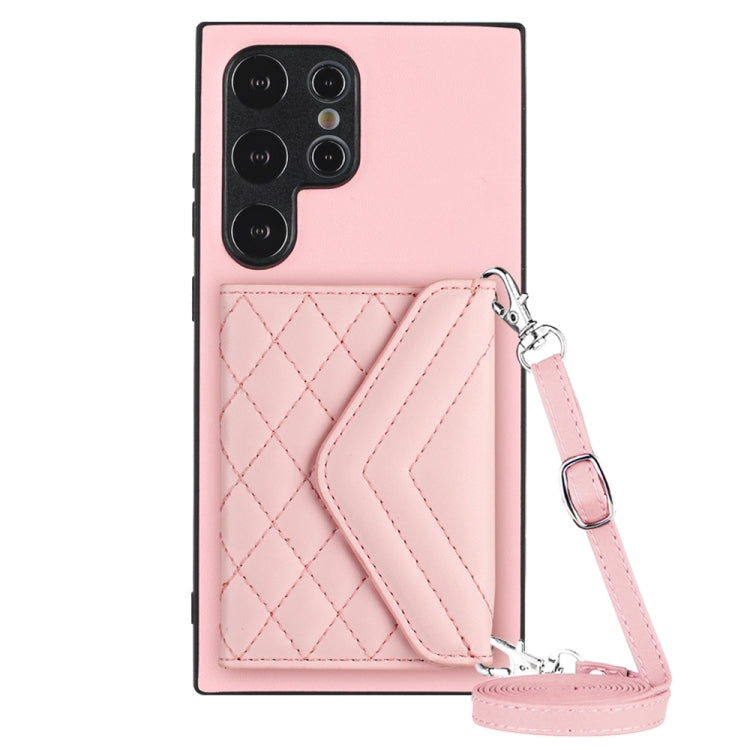 Custodia per telefono RFID con struttura rombica e cordino lungo, For Samsung Galaxy A55, For Samsung Galaxy A35, For Samsung Galaxy S24 Ultra 5G, For Samsung Galaxy S24+ 5G