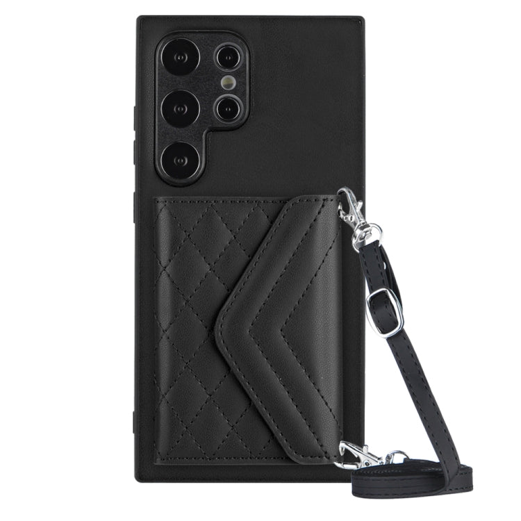 Custodia per telefono RFID con struttura rombica e cordino lungo, For Samsung Galaxy A55, For Samsung Galaxy A35, For Samsung Galaxy S24 Ultra 5G, For Samsung Galaxy S24+ 5G