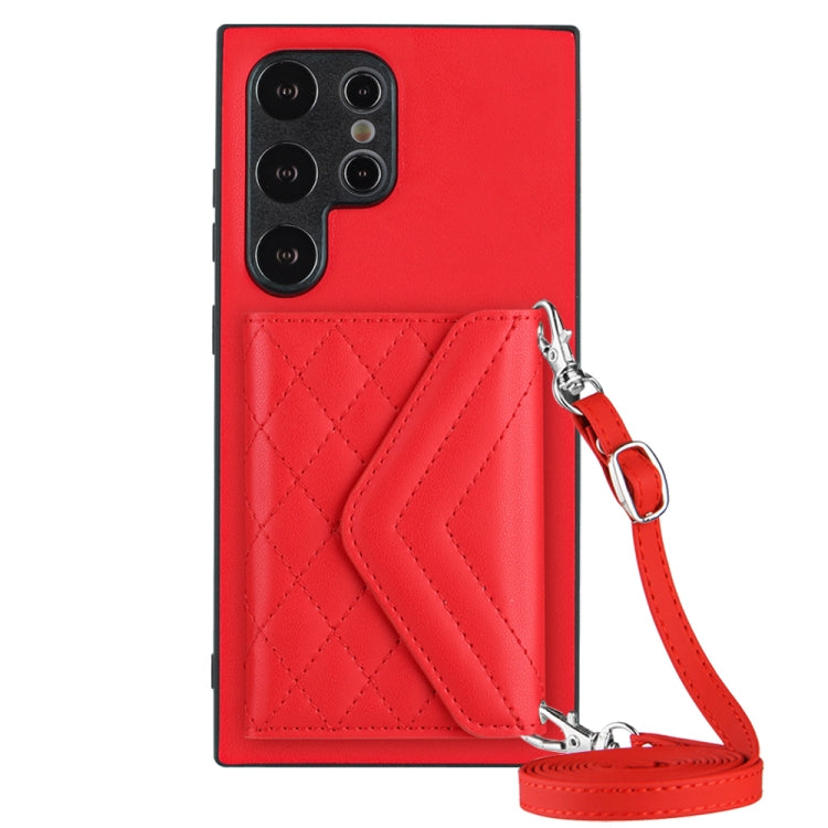 Custodia per telefono RFID con struttura rombica e cordino lungo, For Samsung Galaxy A55, For Samsung Galaxy A35, For Samsung Galaxy S24 Ultra 5G, For Samsung Galaxy S24+ 5G