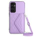 Custodia per telefono RFID con struttura rombica e cordino lungo, For Samsung Galaxy A55, For Samsung Galaxy A35, For Samsung Galaxy S24 Ultra 5G, For Samsung Galaxy S24+ 5G