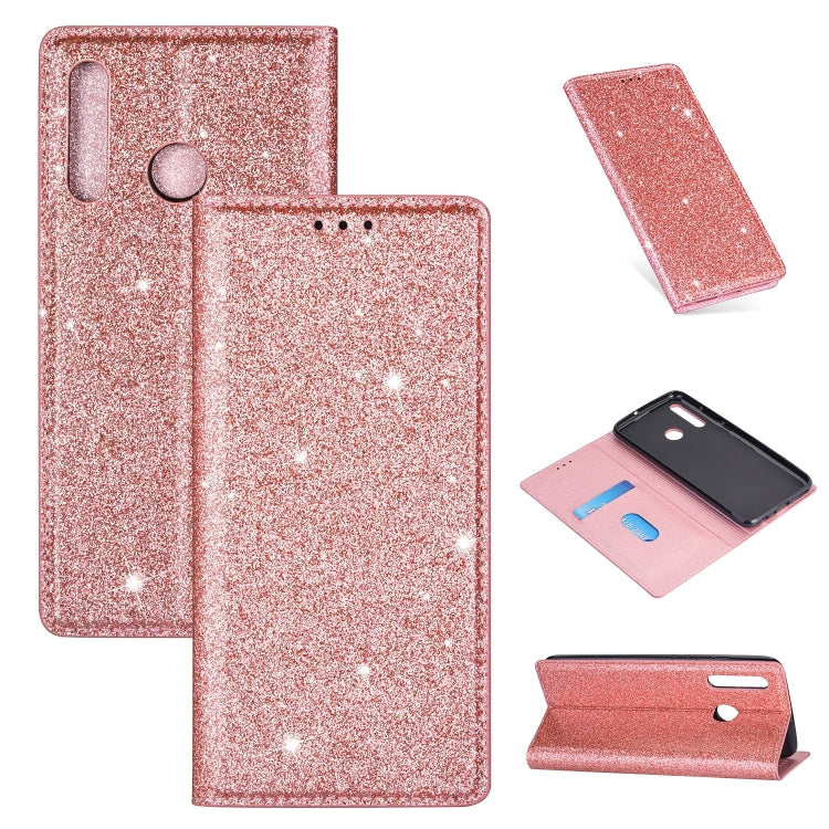 Custodia in pelle flip orizzontale magnetica ultrasottile con glitter con supporto e slot per schede, For Huawei P Smart+ 2019, For Huawei P20 Lite, For Huawei P20 Pro, For Huawei P30