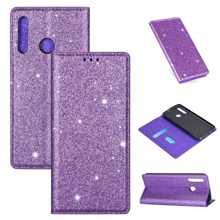 Custodia in pelle flip orizzontale magnetica ultrasottile con glitter con supporto e slot per schede, For Huawei P Smart+ 2019, For Huawei P20 Lite, For Huawei P20 Pro, For Huawei P30
