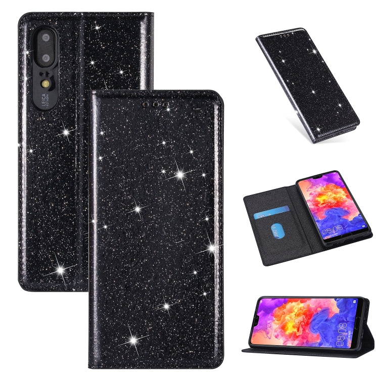 Custodia in pelle flip orizzontale magnetica ultrasottile con glitter con supporto e slot per schede, For Huawei P Smart+ 2019, For Huawei P20 Lite, For Huawei P20 Pro, For Huawei P30