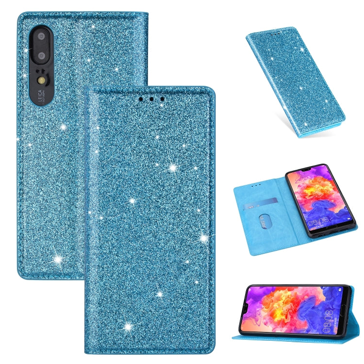 Custodia in pelle flip orizzontale magnetica ultrasottile con glitter con supporto e slot per schede, For Huawei P Smart+ 2019, For Huawei P20 Lite, For Huawei P20 Pro, For Huawei P30
