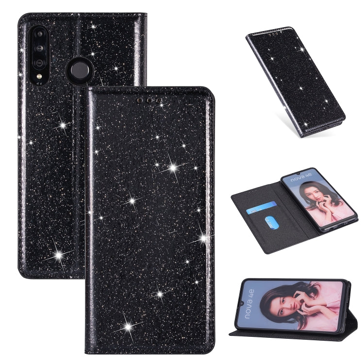 Custodia in pelle flip orizzontale magnetica ultrasottile con glitter con supporto e slot per schede, For Huawei P30 Lite, For Huawei Y7 (2019), For Huawei Y6 (2019)