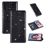 Custodia in pelle flip orizzontale magnetica ultrasottile con glitter con supporto e slot per schede, For Huawei P30 Lite, For Huawei Y7 (2019), For Huawei Y6 (2019)