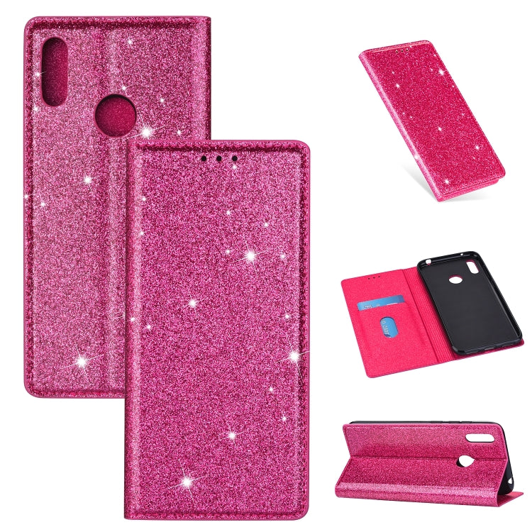 Custodia in pelle flip orizzontale magnetica ultrasottile con glitter con supporto e slot per schede, For Huawei P30 Lite, For Huawei Y7 (2019), For Huawei Y6 (2019)
