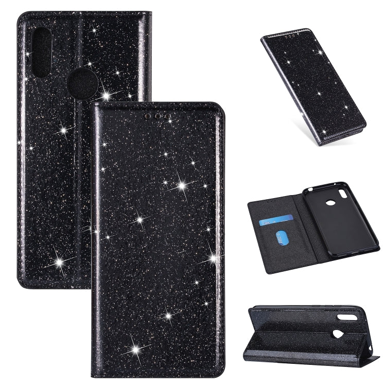 Custodia in pelle flip orizzontale magnetica ultrasottile con glitter con supporto e slot per schede, For Huawei P30 Lite, For Huawei Y7 (2019), For Huawei Y6 (2019)