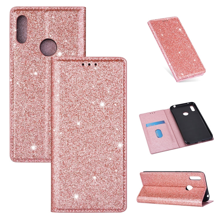 Custodia in pelle flip orizzontale magnetica ultrasottile con glitter con supporto e slot per schede, For Huawei P30 Lite, For Huawei Y7 (2019), For Huawei Y6 (2019)