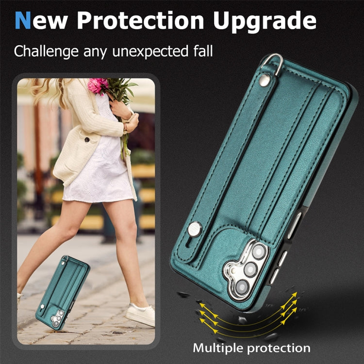 Custodia per telefono in pelle antiurto con cinturino da polso, For Samsung Galaxy A24 4G
