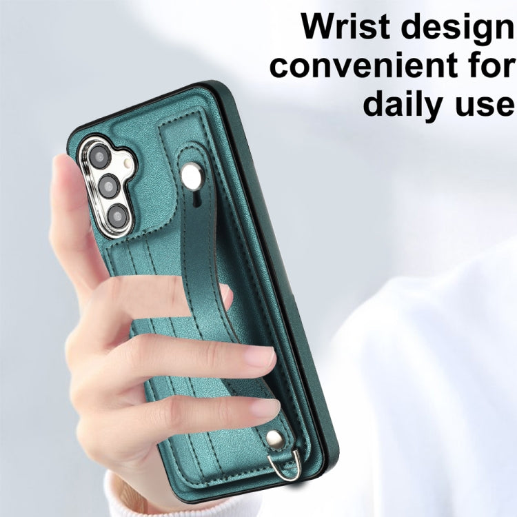 Custodia per telefono in pelle antiurto con cinturino da polso, For Samsung Galaxy A24 4G