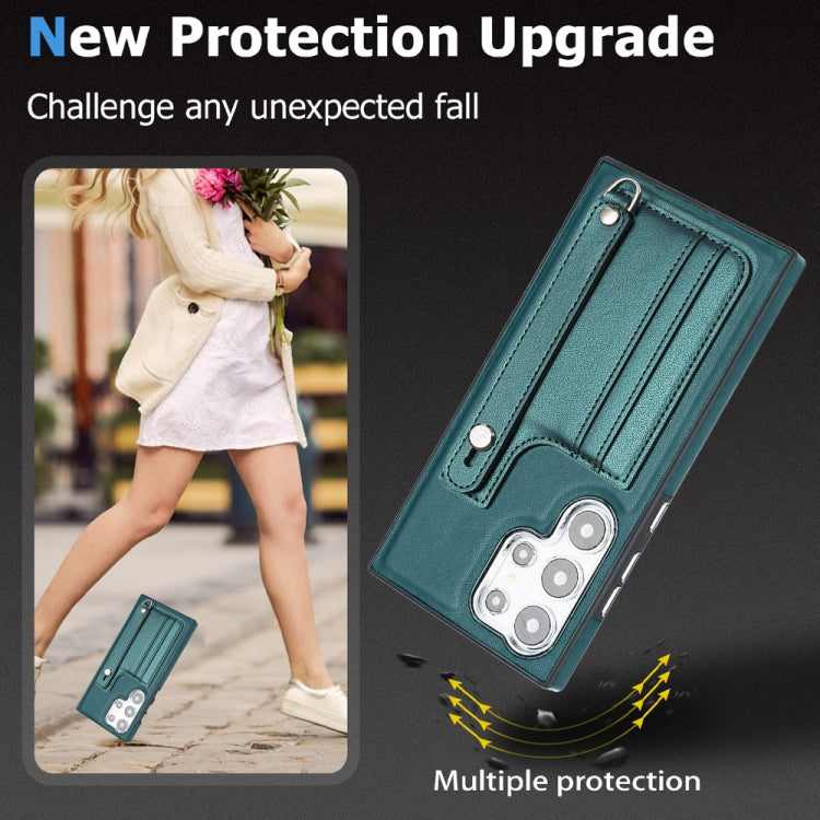 Custodia per telefono in pelle antiurto con cinturino da polso, For Samsung Galaxy S24 Ultra 5G, For Samsung Galaxy S24+ 5G, For Samsung Galaxy S24 5G, For Samsung Galaxy A15