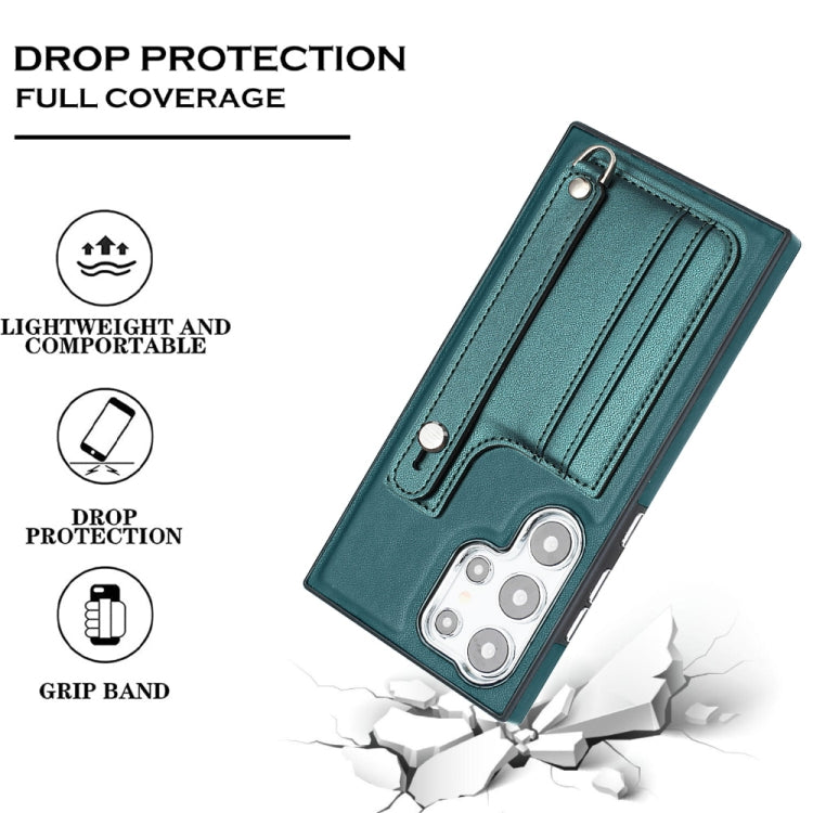 Custodia per telefono in pelle antiurto con cinturino da polso, For Samsung Galaxy S24 Ultra 5G, For Samsung Galaxy S24+ 5G, For Samsung Galaxy S24 5G, For Samsung Galaxy A15
