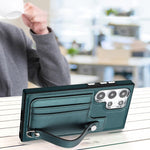 Custodia per telefono in pelle antiurto con cinturino da polso, For Samsung Galaxy S24 Ultra 5G, For Samsung Galaxy S24+ 5G, For Samsung Galaxy S24 5G, For Samsung Galaxy A15