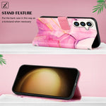Custodia per telefono in pelle flip con motivo marmo PT003, For Samsung Galaxy S24 5G