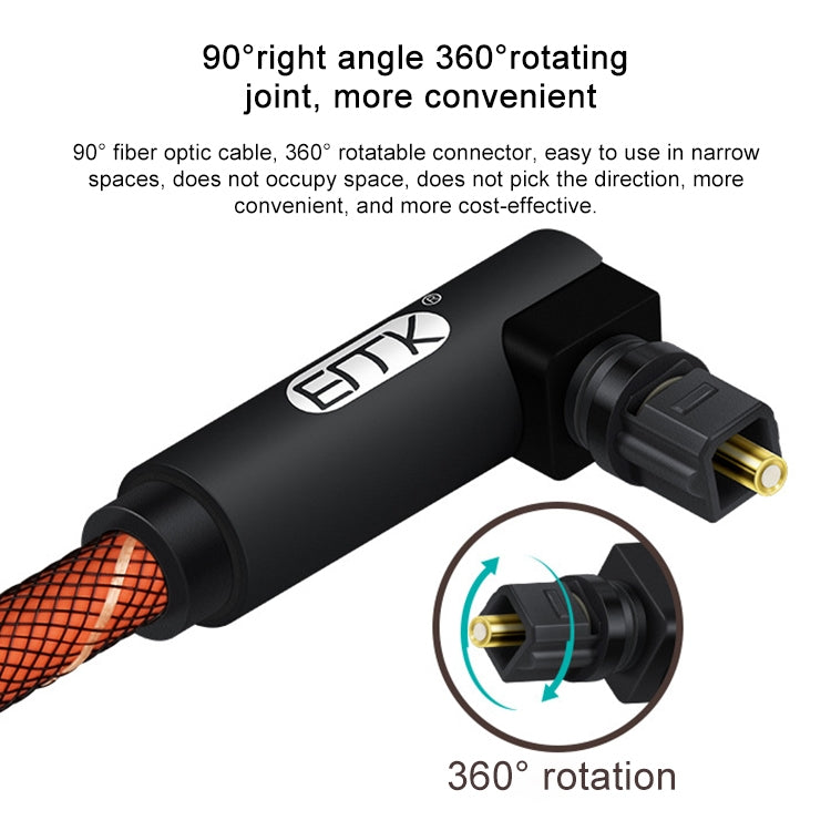 Cavo audio ottico 90° girevole rivestito nylon arancione