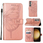 Custodia per telefono in pelle con farfalla goffrata, For Samsung Galaxy S24 Ultra 5G, For Samsung Galaxy S24+ 5G, For Samsung Galaxy S24 5G