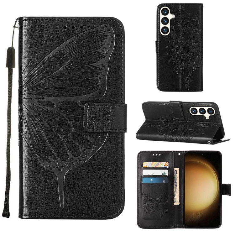 Custodia per telefono in pelle con farfalla goffrata, For Samsung Galaxy S24 Ultra 5G, For Samsung Galaxy S24+ 5G, For Samsung Galaxy S24 5G