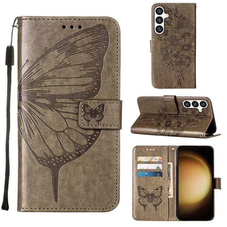 Custodia per telefono in pelle con farfalla goffrata, For Samsung Galaxy S24 Ultra 5G, For Samsung Galaxy S24+ 5G, For Samsung Galaxy S24 5G