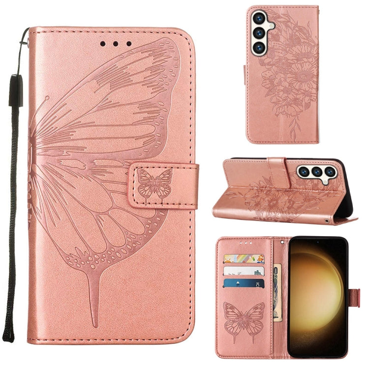 Custodia per telefono in pelle con farfalla goffrata, For Samsung Galaxy S24 Ultra 5G, For Samsung Galaxy S24+ 5G, For Samsung Galaxy S24 5G