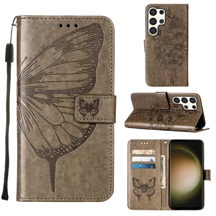 Custodia per telefono in pelle con farfalla goffrata, For Samsung Galaxy S24 Ultra 5G, For Samsung Galaxy S24+ 5G, For Samsung Galaxy S24 5G