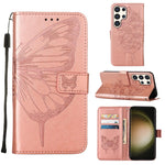 Custodia per telefono in pelle con farfalla goffrata, For Samsung Galaxy S24 Ultra 5G, For Samsung Galaxy S24+ 5G, For Samsung Galaxy S24 5G