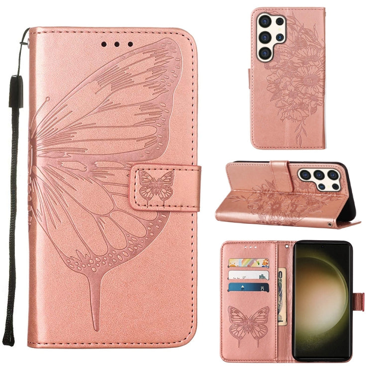 Custodia per telefono in pelle con farfalla goffrata, For Samsung Galaxy S24 Ultra 5G, For Samsung Galaxy S24+ 5G, For Samsung Galaxy S24 5G