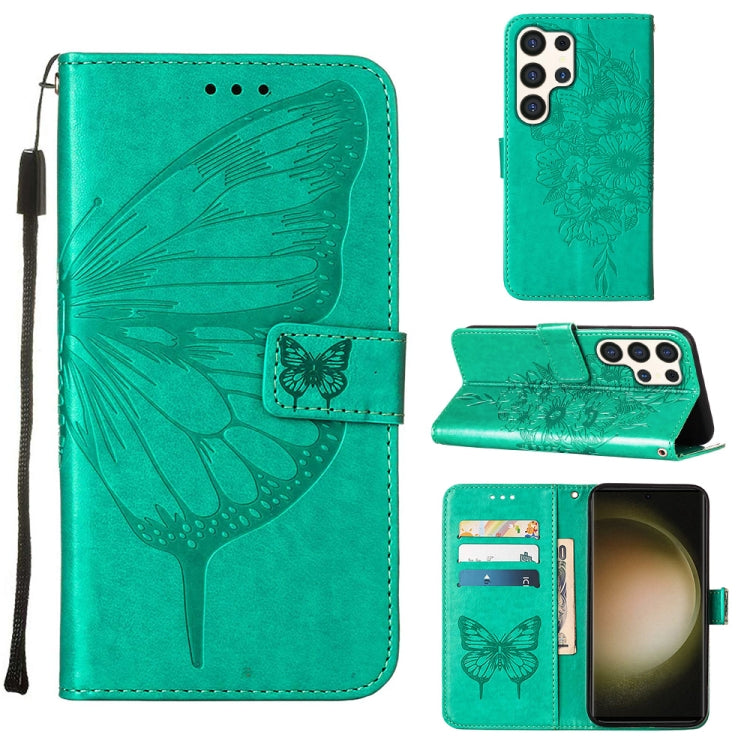Custodia per telefono in pelle con farfalla goffrata, For Samsung Galaxy S24 Ultra 5G, For Samsung Galaxy S24+ 5G, For Samsung Galaxy S24 5G