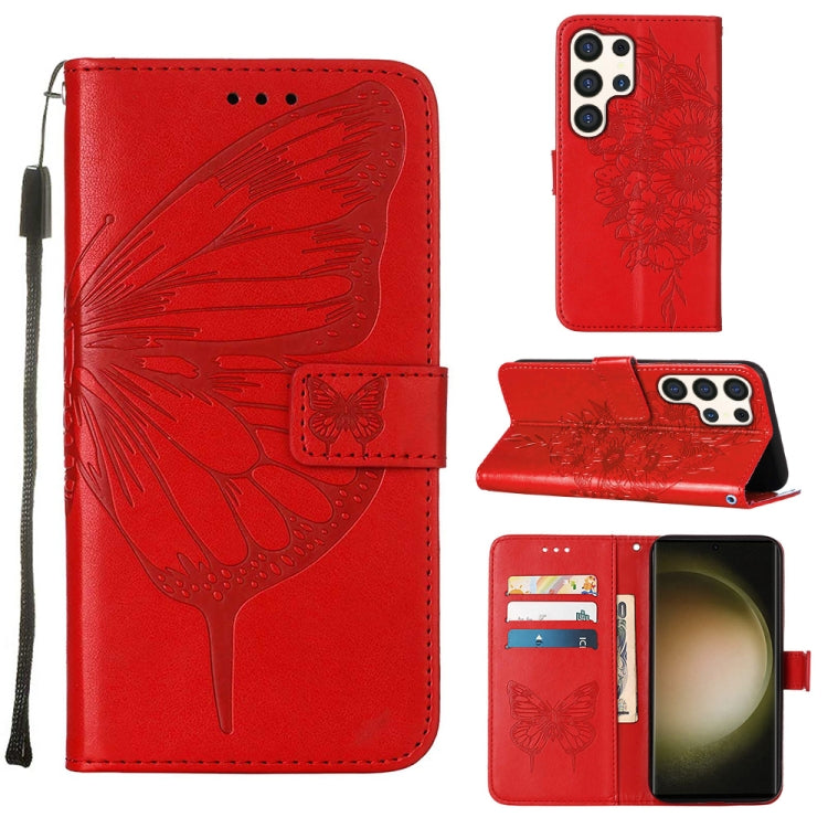 Custodia per telefono in pelle con farfalla goffrata, For Samsung Galaxy S24 Ultra 5G, For Samsung Galaxy S24+ 5G, For Samsung Galaxy S24 5G