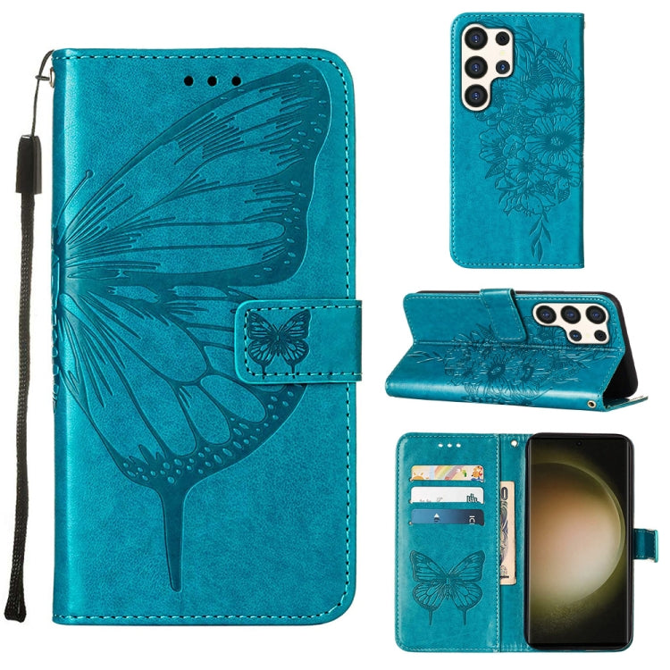 Custodia per telefono in pelle con farfalla goffrata, For Samsung Galaxy S24 Ultra 5G, For Samsung Galaxy S24+ 5G, For Samsung Galaxy S24 5G
