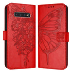 Custodia per telefono in pelle con farfalla goffrata, For Samsung Galaxy S10e, For Samsung Galaxy S10+, For Samsung Galaxy S10