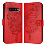 Custodia per telefono in pelle con farfalla goffrata, For Samsung Galaxy S10e, For Samsung Galaxy S10+, For Samsung Galaxy S10