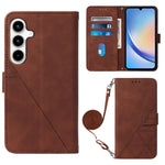 Custodia per telefono in pelle flip in rilievo 3D a tracolla, For Samsung Galaxy S24 FE 5G, For Samsung Galaxy M35, For Samsung Galaxy A55, For Samsung Galaxy A35 5G