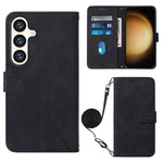 Custodia per telefono in pelle flip in rilievo 3D a tracolla, For Samsung Galaxy S24 Ultra 5G, For Samsung Galaxy S24+ 5G, For Samsung Galaxy S24 5G