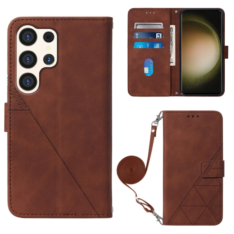 Custodia per telefono in pelle flip in rilievo 3D a tracolla, For Samsung Galaxy S24 Ultra 5G, For Samsung Galaxy S24+ 5G, For Samsung Galaxy S24 5G