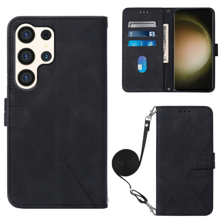 Custodia per telefono in pelle flip in rilievo 3D a tracolla, For Samsung Galaxy S24 Ultra 5G, For Samsung Galaxy S24+ 5G, For Samsung Galaxy S24 5G
