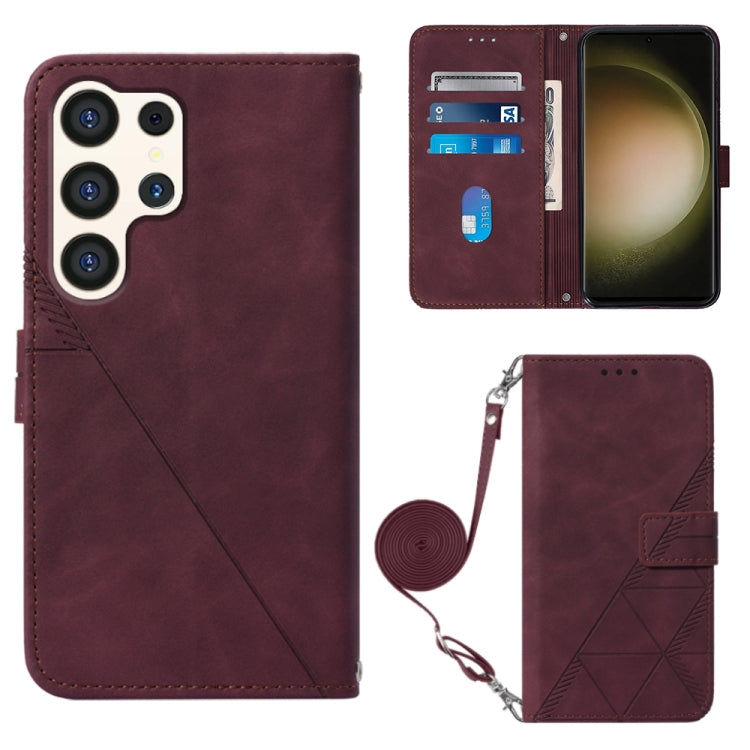 Custodia per telefono in pelle flip in rilievo 3D a tracolla, For Samsung Galaxy S24 Ultra 5G, For Samsung Galaxy S24+ 5G, For Samsung Galaxy S24 5G