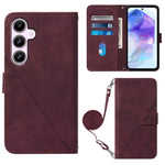 Custodia per telefono in pelle flip in rilievo 3D a tracolla, For Samsung Galaxy S24 FE 5G, For Samsung Galaxy M35, For Samsung Galaxy A55, For Samsung Galaxy A35 5G