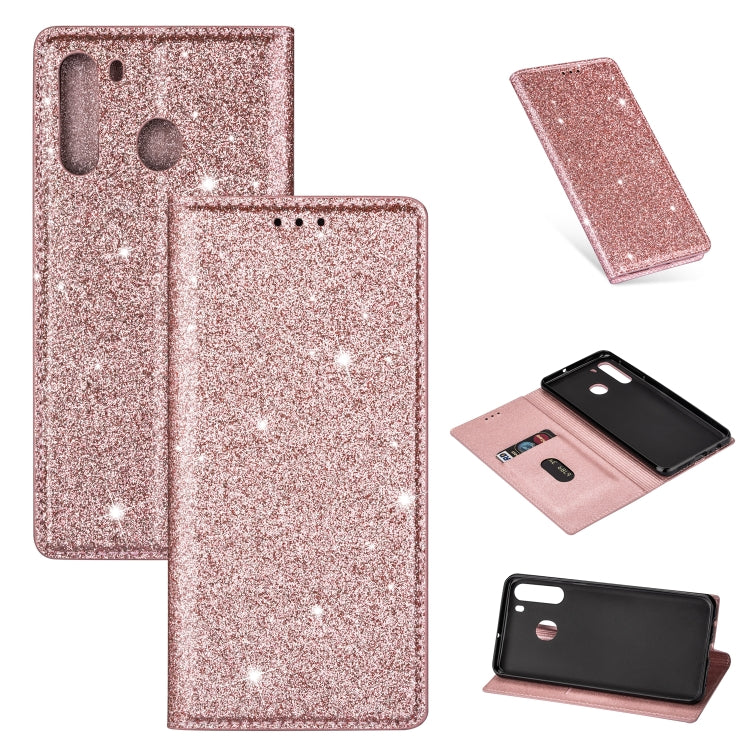 Custodia portafoglio in pelle con glitter per Samsung Galaxy A51