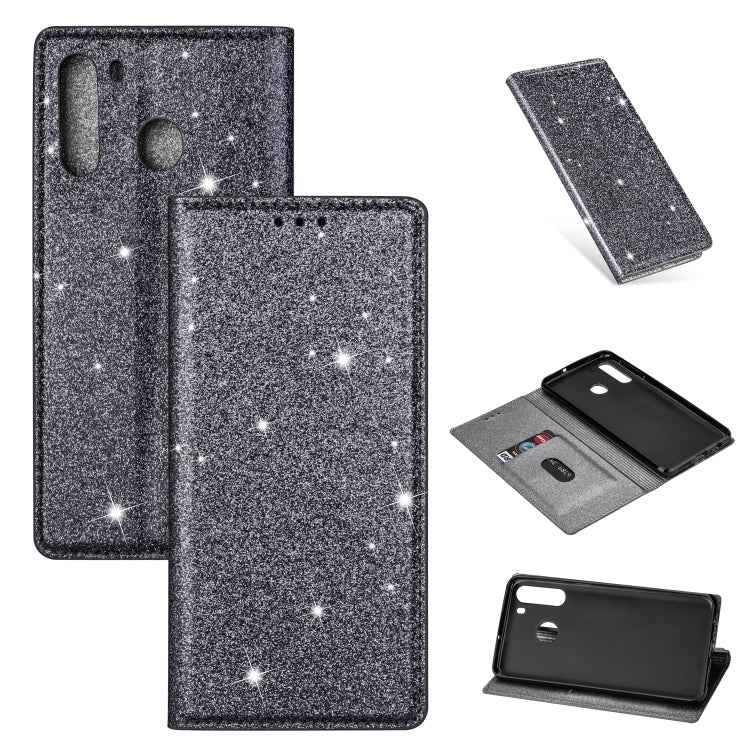 Custodia portafoglio in pelle con glitter per Samsung Galaxy A51