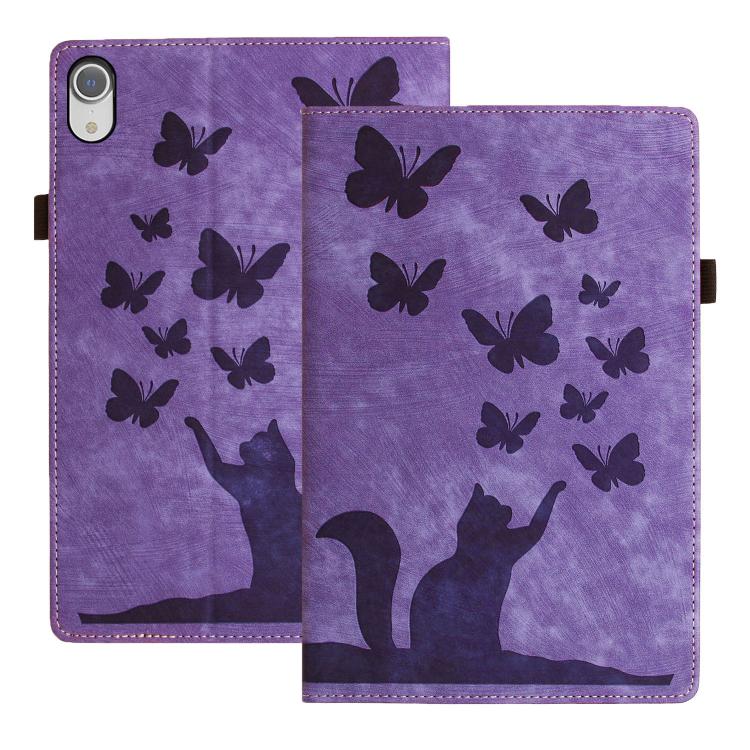 Custodia tablet in pelle con stampa farfalla gatto per iPad mini