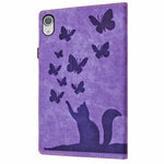 Custodia tablet in pelle con stampa farfalla gatto per iPad mini